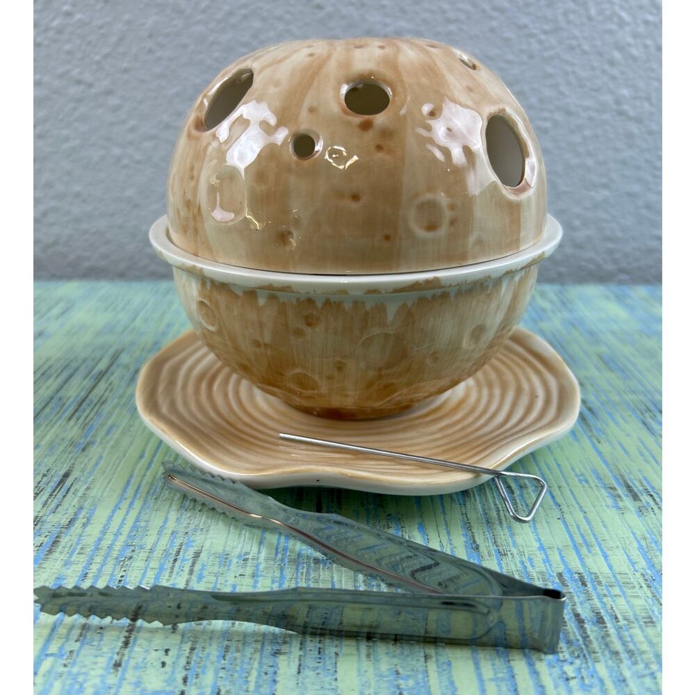 Lunar Ceramic 12-in-1 Incense Burner Bakhoor Set Moon Crater SET NWOT
